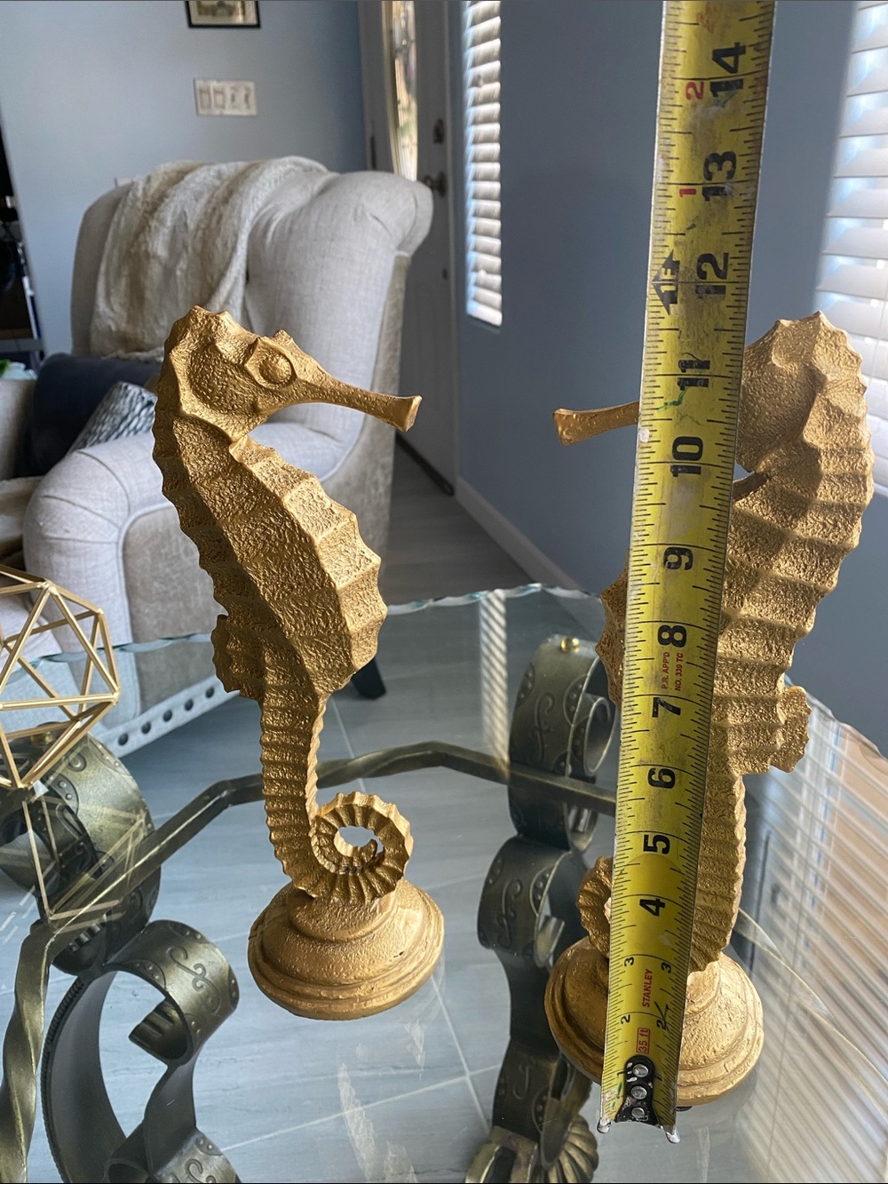 Gold Seahorse Sculpture Pair by - Picture 3 of 7